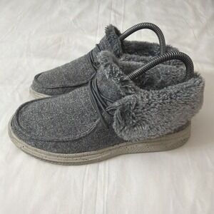 Falls Creek Size 5 Britt Charcoal Gray Faux Fur Tacked Foldover Booties Clean
